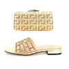 Neue Damen-Abendessen-Schuhe, Taschenanzug, modisch, luxuriös, mit Diamanten besetzt, Clutch, flacher Absatz, flach, Übergröße 38–43, Gold, Schwarz, Damenschuhe