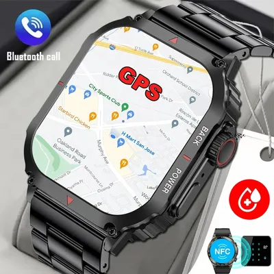 2024 neue GPS Sport Smart Watch Männer für Android iOS NFC HD Call IP68 wasserdicht militärischen