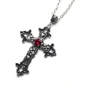 Goth Schmuck rot schwarz Kristall Kreuz Anhänger Halskette für Frauen Männer Gothic Punk Choker