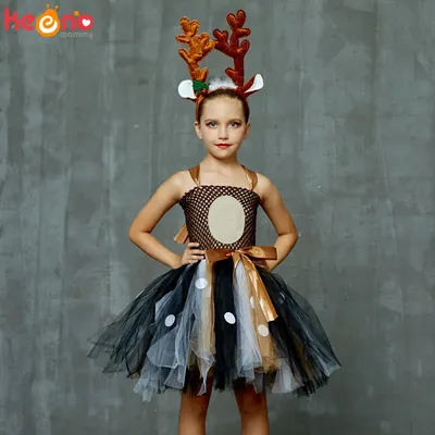 Brown Deer Tutu Kleid mit Stirnband für Mädchen Geburtstag Party Tier Kostüm Kinder Elch Halloween Weihnachten Dress Up Fancy Kleider Image