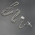 Katholische Rosenkranz Anhänger Halsketten für Frauen 6mm Perlen Kette Kruzifix Kreuz lange