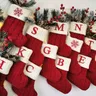 Christmas Socks Red Snowflake Alphabet Letters Christmas knitting Stocking Christmas Tree Pendant