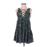 American Eagle Outfitters Casual Dress Keyhole Sleeveless: Green Tropical Dresses - Women's Size 2X-Small