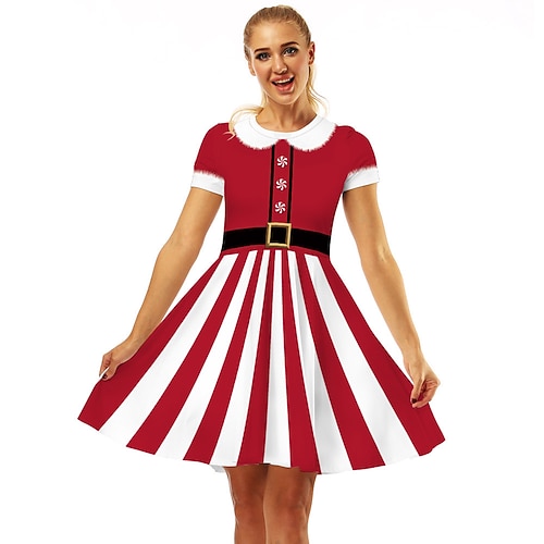 Weihnachtsmann Elf Kleid Ausgefallenes Weihnachtskleid Damen Weihnachten Alltagskleidung Erwachsene Weihnachten Karneval Maskerade Heiligabend Weihnachten Party Kleid