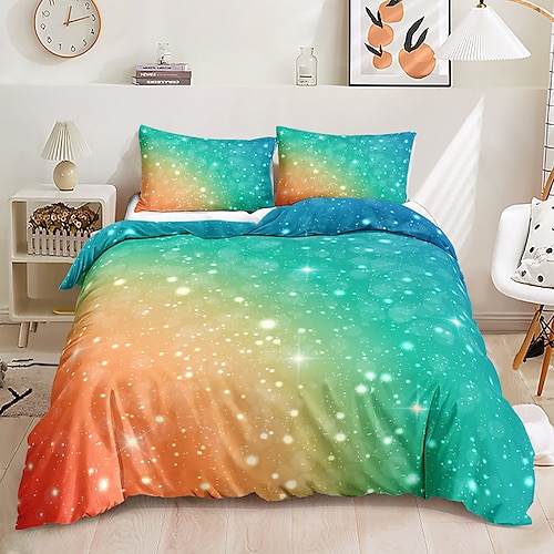3D-Bettwäsche mit Regenbogendruck, Bettbezug, Bettwäsche-Sets, Bettdeckenbezug mit 1 bedrucktem Bettbezug oder Bettdecke, 1 Bettlaken, 2 Kissenbezügen für Doppel-/Queen-/King-Size-Betten für den Image