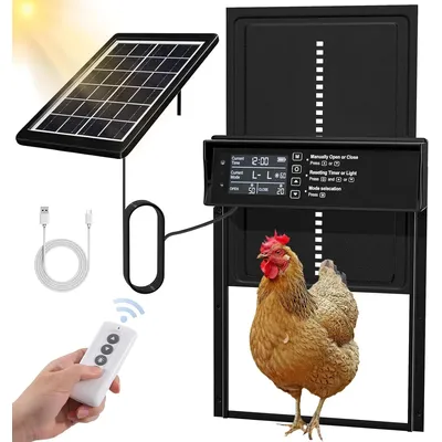 Solar Chicken Coop Door, Automatic Chicken Door Solar Powered & USB Charging, Auto Chicken Door 4