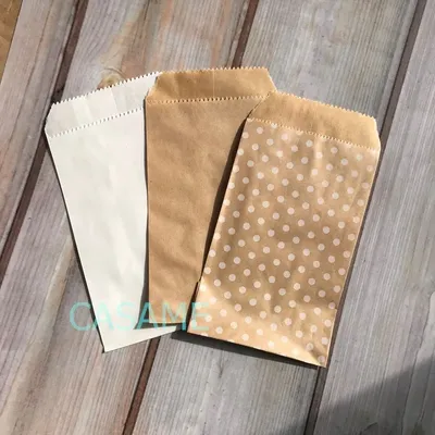 25pcs treat Candy Bag Chevron Polka Dot Bags Kraft Paper Bags Wedding Birthday New Year Party Favors
