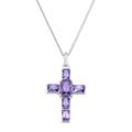 Giorgio Martello Milano - Kette Anhänger Kreuz mit Zirkonia oder Kristallstein, Silber 925 Ketten Violett Damen