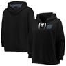 Women's Black Miami Marlins Plus Size Lace-Up V-Neck Pullover Hoodie Size: Extra Large