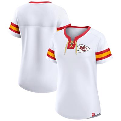 Weißes Kansas City Chiefs Sunday Best Fanatics-T-Shirt zum Schnüren für Damen