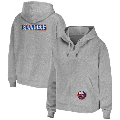 Damenbekleidung von Erin Andrews Heather Grey New York Islanders Kapuzenpullover mit durchgehendem Reißverschluss