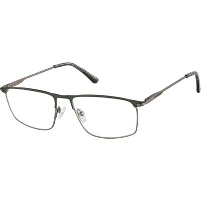 Zenni Men's Rectangle Prescription Glasses Green Stainless Steel Full Rim Frame