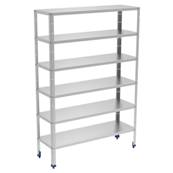 Metallregal edelstahl 6 ebenen mit glatten regalen - 1200x500x1750 mm - 38006224 Eurast Image