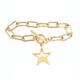 Gold Link Chain Bracelet, Star Charm Bracelets, Gold Paperclip Chunky Bracelet 18K Plated Set