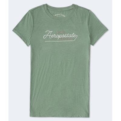 Aeropostale Womens' Aeropostale Script Graphic Tee - Light Green - Size L - Cotton