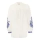 Max Mara Weekend, Blouses & Shirts, female, White, 3Xs, Weekend Max Mara Carnia Linen Cloth Shirt With Embroidery