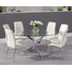 Bernini 165cm Oval Glass Dining Table With 6 Black Enzo Chairs