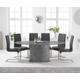 Colby 200cm Oval Grey Marble Dining Table With 6 Black Austin Chairs
