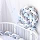 PTKG Baby Braided Cot Bumper, 100% Cotton Cushion Soft Knot Pillow Baby Crib Bumper Knotted Anti-collision Head Guard Bumper Crib Cradle Braid Pillows Cushion for Room Decor,A03,5m