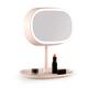 Dressing Mirror Vanity Mirror with Lights for Makeup Touch Screen Dimming Illuminated Mirror Adjustable Mirror with Storage/USB Power Cord LED Makeup Mirrors Beauty Mirror (Color : Pink) (Pink )