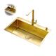 HAMEXLN Gold Kitchen Sink Large Capacity Sink 304 Stainless Steel Sink Balcony Household Laundry Sink Undercounter Single Bowl Sink with Faucet Accessories
