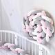 PTKG Baby Braided Cot Bumper, 100% Cotton Cushion Soft Knot Pillow Baby Crib Bumper Knotted Anti-collision Head Guard Bumper Crib Cradle Braid Pillows Cushion for Room Decor,A04,4.5m