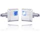 Men's French Cufflink A Pair Trendy Silver Color Square Cufflinks Classic Men Blue White Crystal Cuff Links Shirt Cufflink