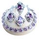 BAFAFA Purple 925 Silver Jewelry Sets For Women Bridal Fine Costume Jewelry Wedding CZ Earrings Rings Bracelets Pendant Necklace Set (Color : 4PCS-Purple, Size : 8)