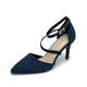 Rodawu Womens Court Shoes Pointed Toe High Heel Shoes Ankle Strap Pumps Wedding Shoes Sandals Ladies Shoes Size 6 Navy Shoes for Women