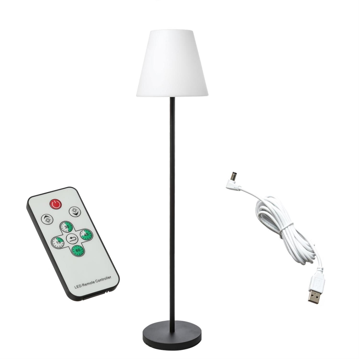 MARELIDA LED Akku Garten Stehleuchte USB aufladbar 4 Helligkeitsstufen H: 150cm Image