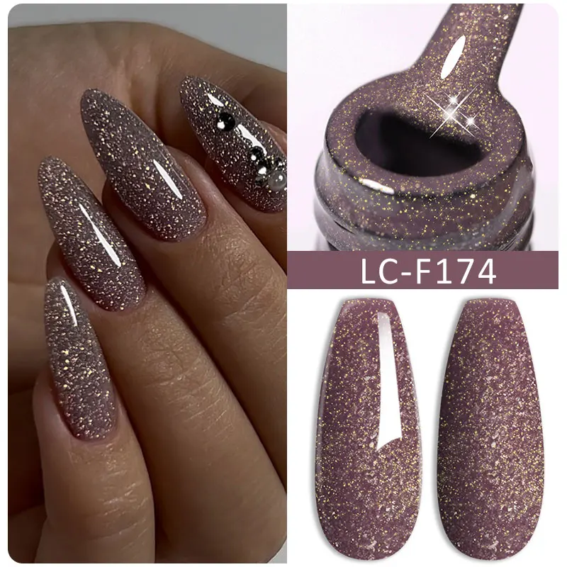 LILYCUTE Nude Glitter Color Sparkling Gel Nagellack Frühling Langlebig für Maniküre Soak Off Nail Base Top Coat Gel Lack Image