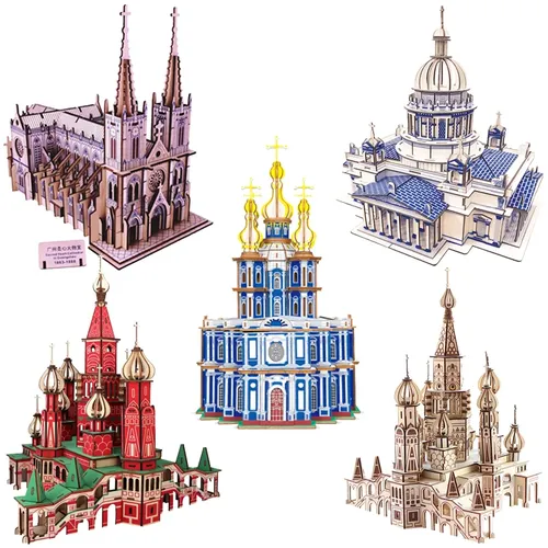 DIY berühmte Peters burg Kirche 3d Puzzle Holz Christus Kathedrale Modellbau Holz Puzzle Spielzeug