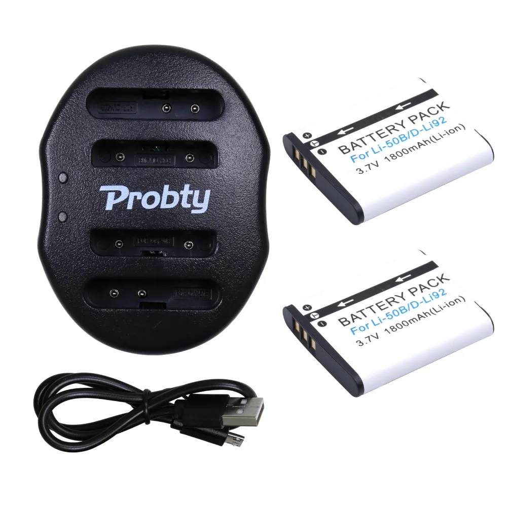 2 stücke 1800mAh Li-50B D-LI92 Li 50B D LI92 Li-Ion kamera Batterie + USB Dual Ladegerät Für Olympus 1020 1010 1030 Pentax X70 Image