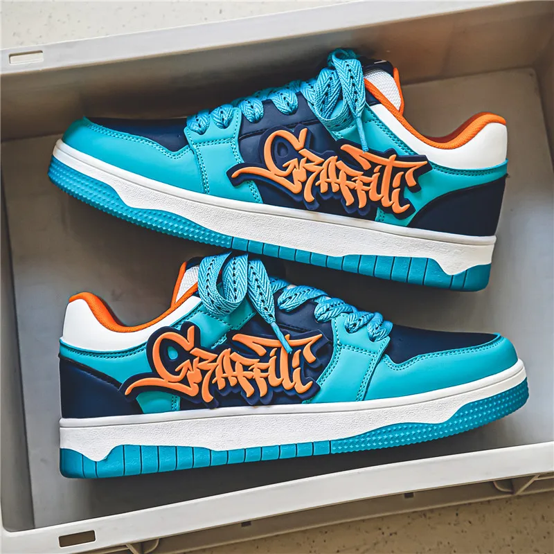 Mode Blau Designer Skateboard Schuhe Männer Street Hip hop Turnschuhe Männer Luxus Plattform Skateboard Turnschuhe Männer korb homme