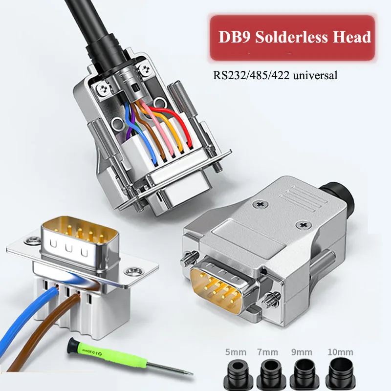 Mini DB9 Lötfreie Verbindung 9Pin Männlich Weiblich Stecker Verbesserte RS232 Serial Port Adapter 485/422 Universal Stecker Industrie Grade Image
