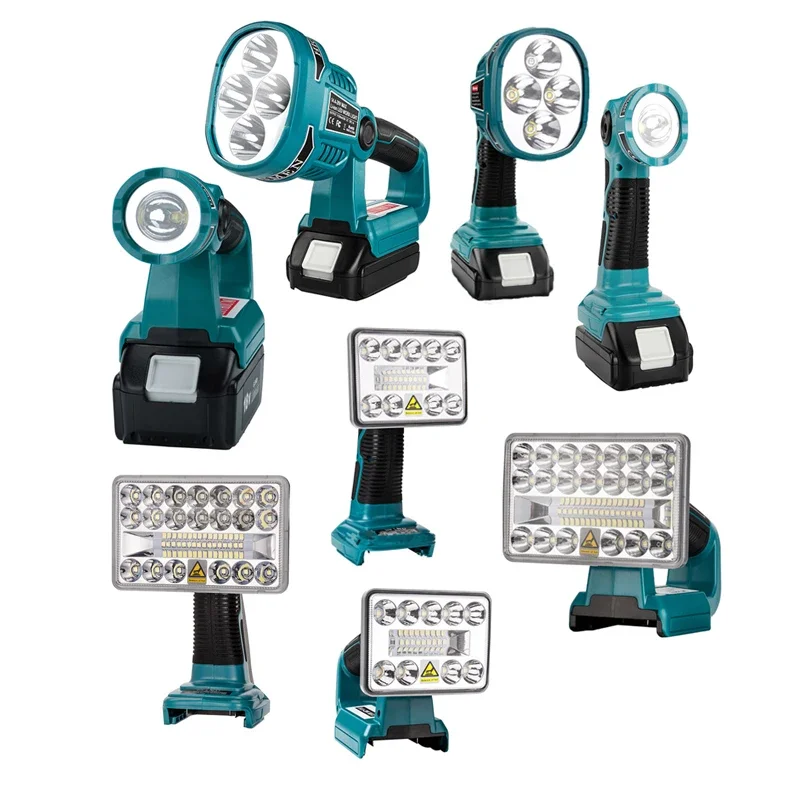 Schnurlose LED-Taschenlampe, Arbeitsleuchte, elektrischer Taschenlampenstrahler mit USB für Makita 18 V Li-Ionen-Akku, Notbeleuchtung für den Außenbereich