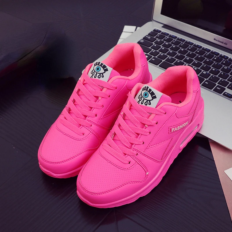 Scarpe da ginnastica moda donna Scarpe sportive con cuscino d'aria Scarpe blu in pelle Pu Scarpe da jogging da passeggio all'aperto bianche rosa Scarpe da ginnastica femminili