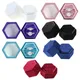 Boîte à bijoux en velours de forme hexagonale pour femme boîte de rangement pour double bague étui