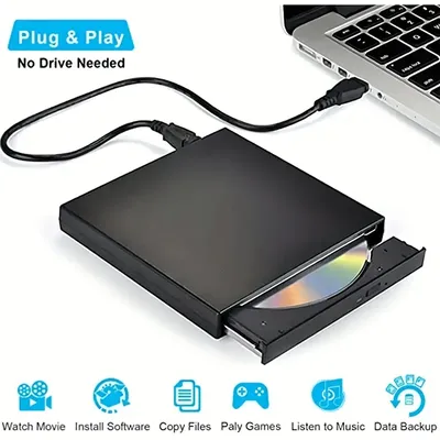 Lecteur CD/DVD portable 7 en 1 USB 3.0 brûlure lecture compatible avec ordinateur portable