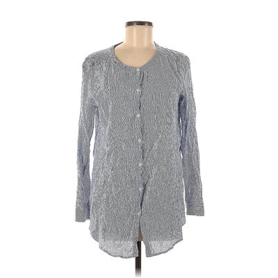 Ann Taylor LOFT Long Sleeve Button Down Shirt: Gray Tops - Women's Size Medium