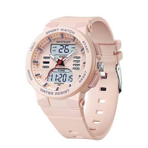 Montre Digitale SANDA pour Hommes Mode Casual Affaires Montre-bracelet Lumineuse Chronomètre Compte à Rebours Calendrier Montre TPU