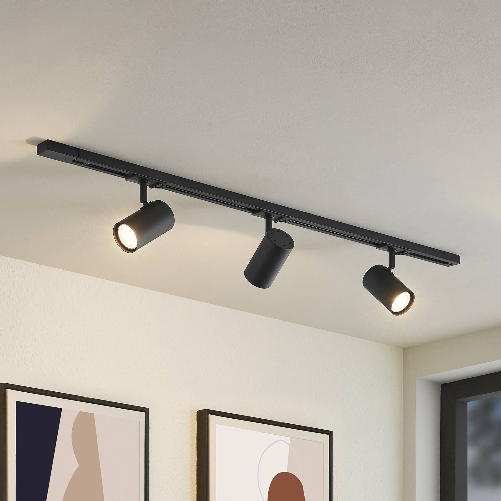 Lindby 1-Phasen-Schienensystem Linaro, GU10, 3-flg., schwarz Linaro Lindby, dimmbar, schwarz, für Flurbereich, Metall, Modern Image