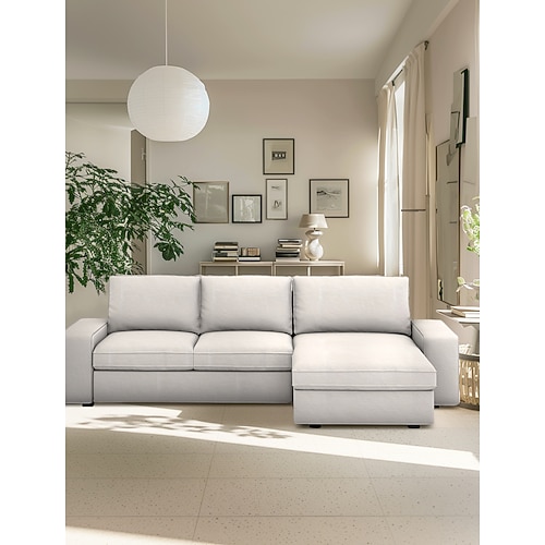 100% Baumwolle 3-Sitzer 4-Sitzer Sofabezug mit Armlehnen einfarbige gepolsterte Baumwollbezüge Image