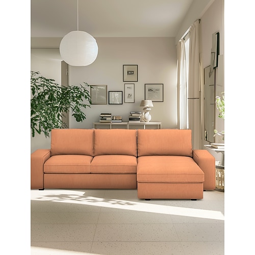 100% Baumwolle 3-Sitzer 4-Sitzer Sofabezug mit Armlehnen einfarbige gepolsterte Baumwollbezüge Image