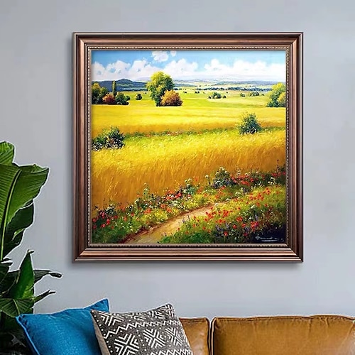 Handgemacht Hang-Ölgemälde Handgemalte Quadratisch Abstrakt Landschaft Modern Ohne Innenrahmen (ohne Rahmen) Image