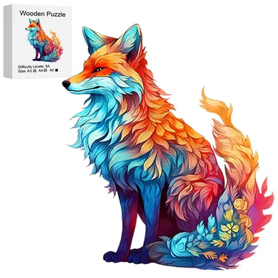 Fox Wooden Puzzle for Jigsaw Lovers, Animal Shape Pieces Stress Relieves Toys, Christmas Birthday