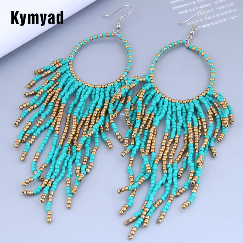 Kymyad Earrings 2025 Trend New Long Dangle Earrings Vintage Earings Fashion Jewelry Female Earrings Tassel Beads Chains Earring