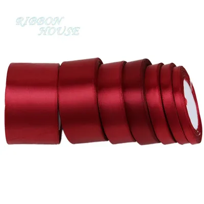 (25 yards/roll) Burgundy Single Face Satin Ribbon Wholesale Gift Wrapping Christmas ribbons
