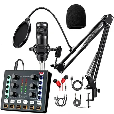 BM-800 Recording Studio Package with Voice Changer,Live Sound Card - Audio Interface for Live