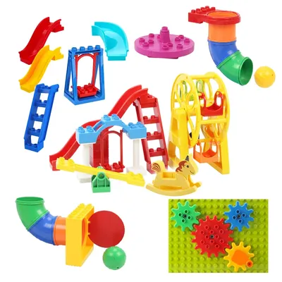 Big Building Blocks Playground Pipeline Parts Slide Ladder Swing Compatible Bricks Sets Baby